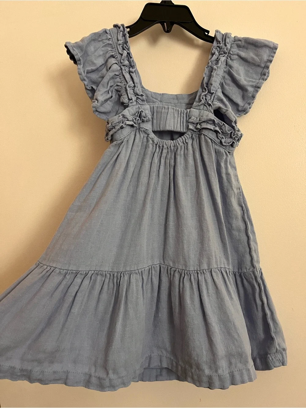 Zara Girls Light Gray Ruffle-Trim Cotton Dress
